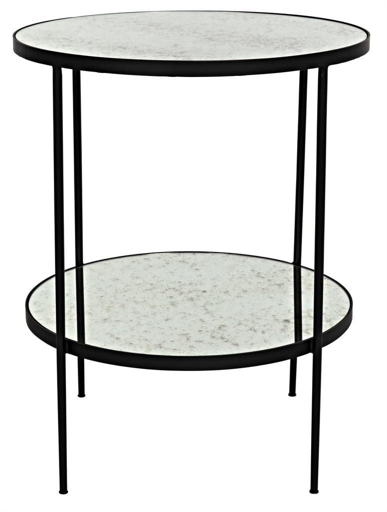 NOIR Anna Side Table Black Steel with Antiqued Mirror