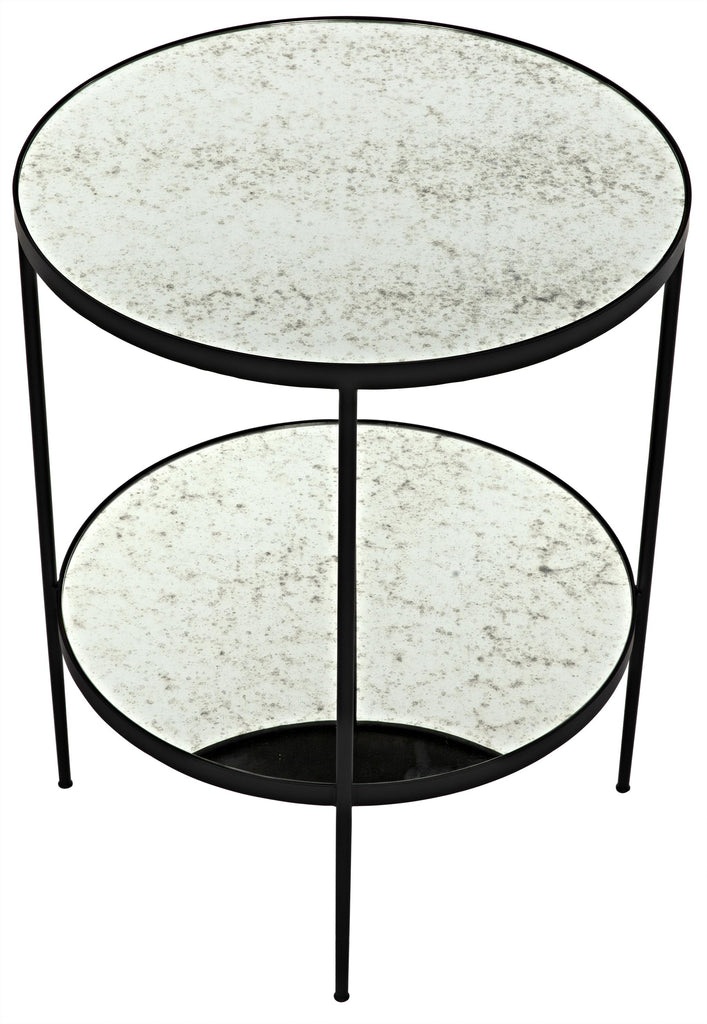 NOIR Anna Side Table Black Steel with Antiqued Mirror