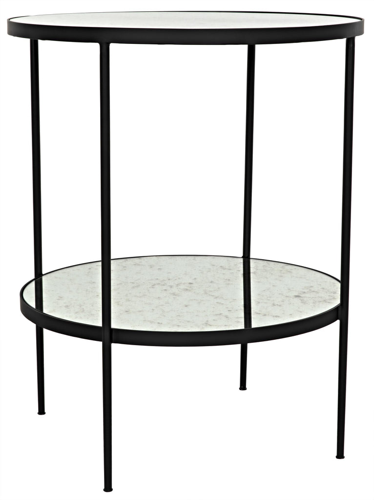 NOIR Anna Side Table Black Steel with Antiqued Mirror