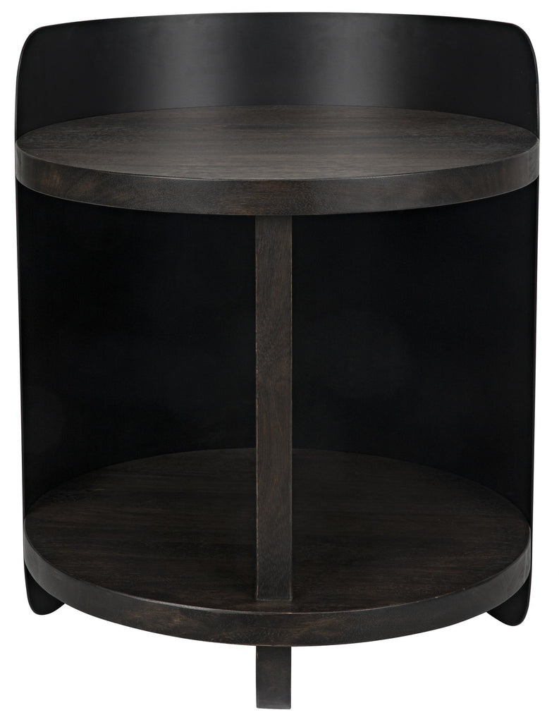 NOIR Mondo Bongo Side Table Ebony Walnut with Steel