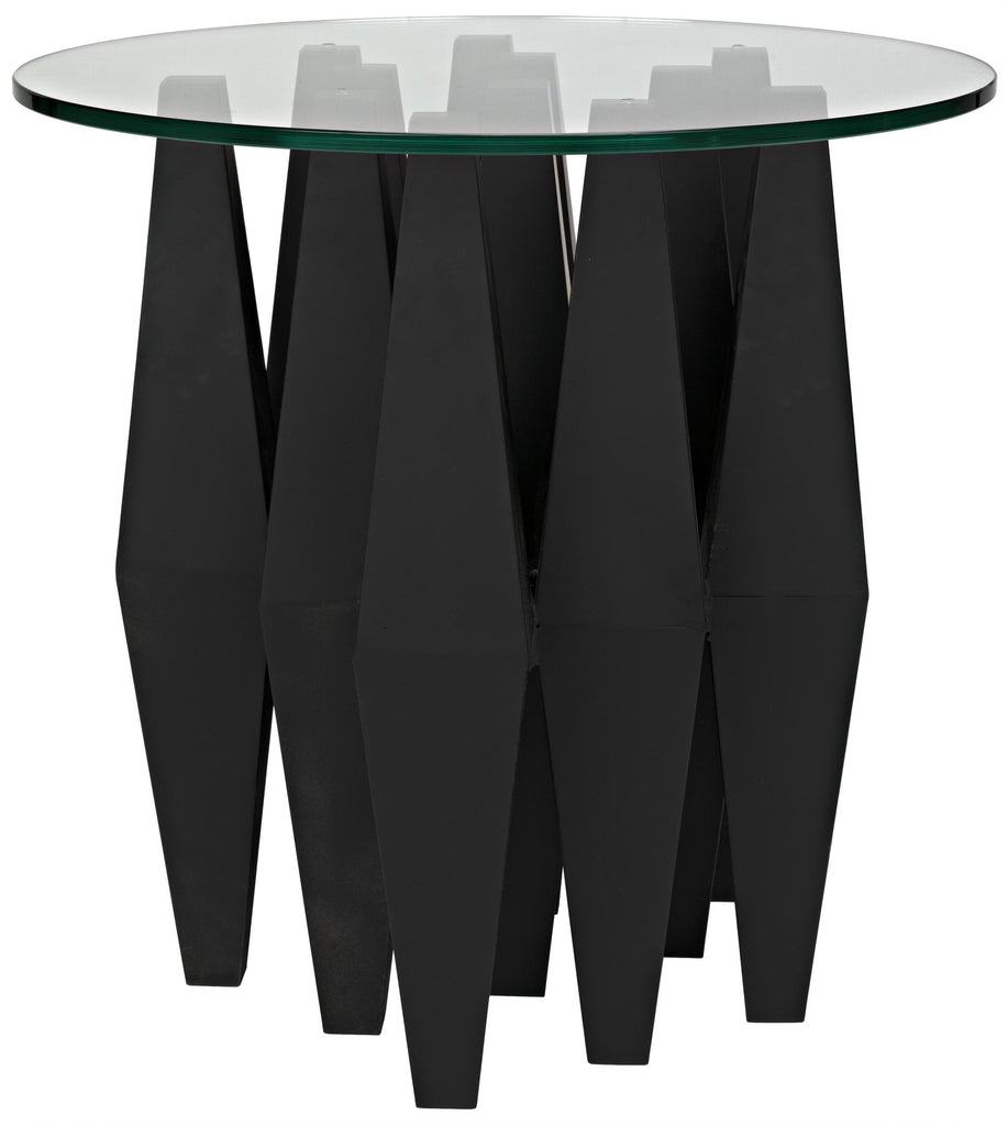 NOIR Soldier Side Table Black Steel with Glass Top