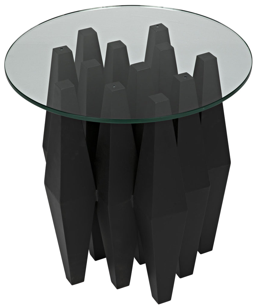 NOIR Soldier Side Table Black Steel with Glass Top