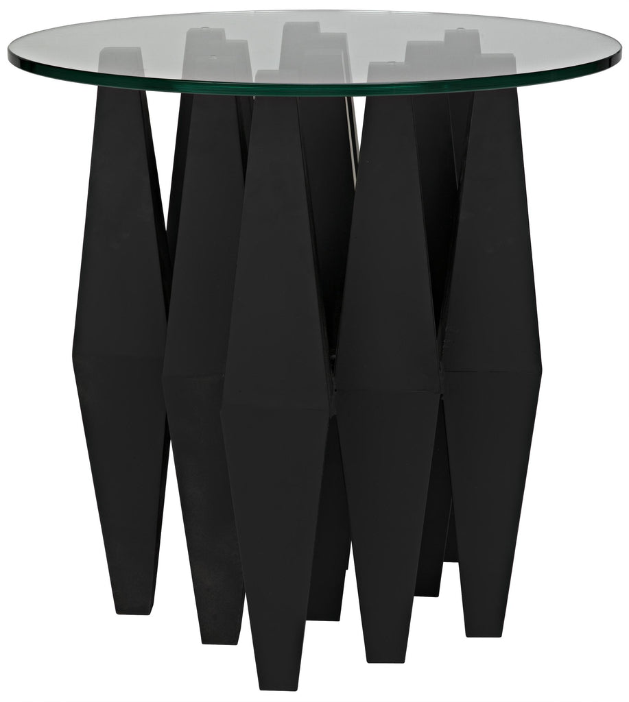 NOIR Soldier Side Table Black Steel with Glass Top