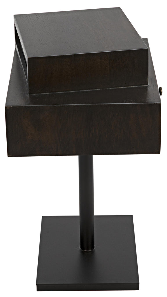 NOIR Enola Side Table Ebony Walnut with Steel Base