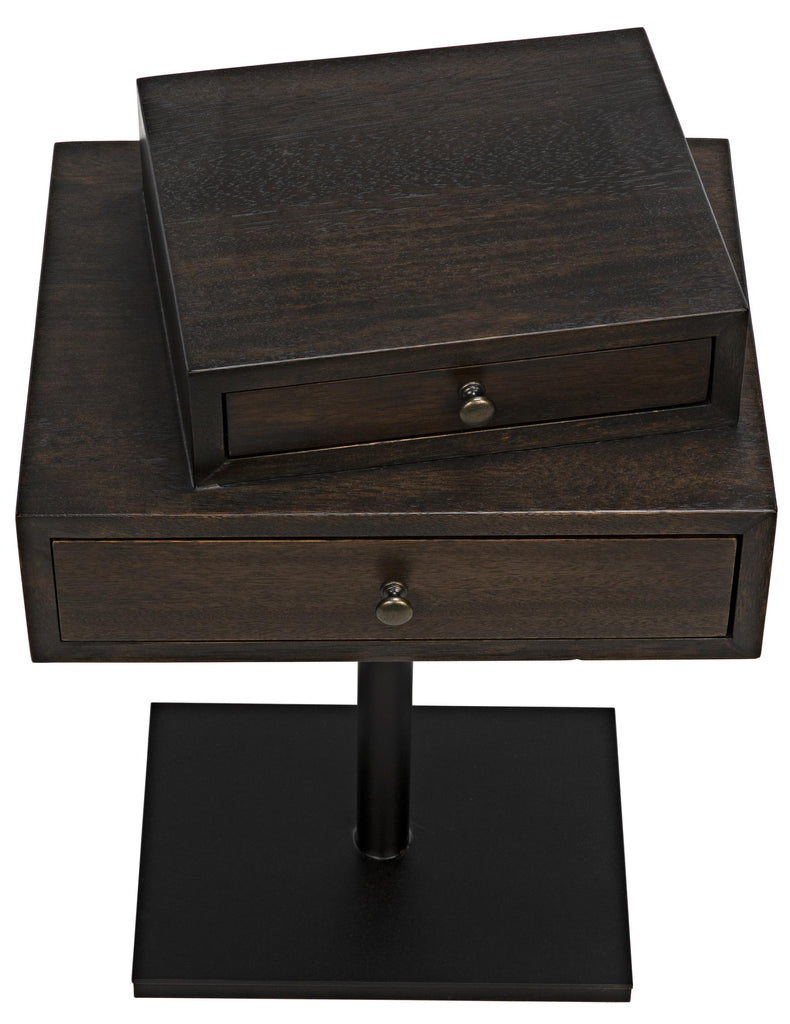 NOIR Enola Side Table Ebony Walnut with Steel Base