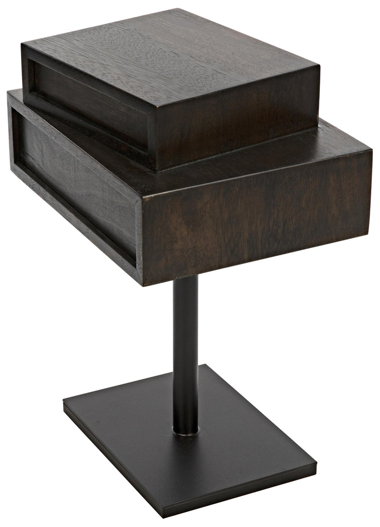 NOIR Enola Side Table Ebony Walnut with Steel Base