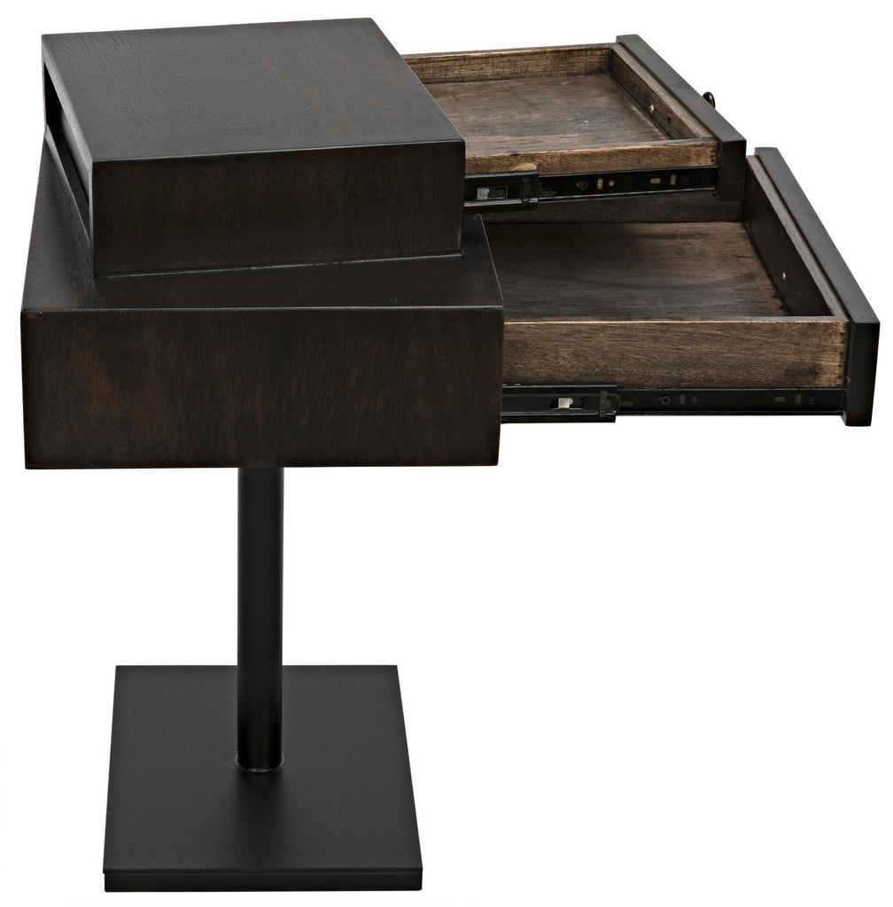 NOIR Enola Side Table Ebony Walnut with Steel Base