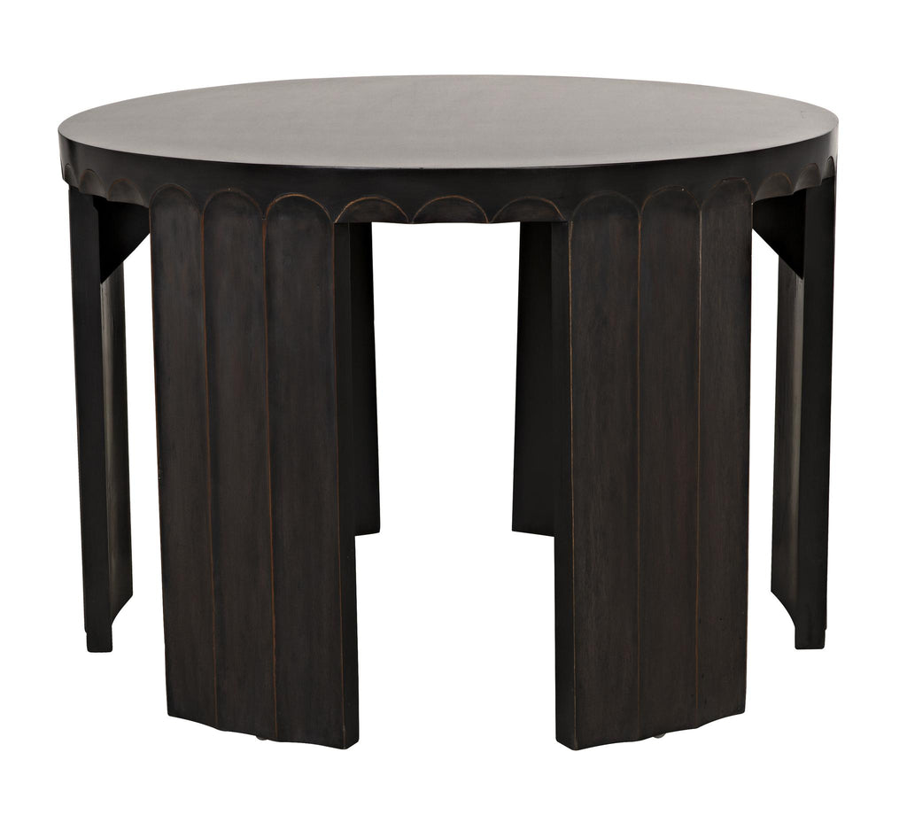 NOIR Fluted Side Table Pale with Light Brown Trim