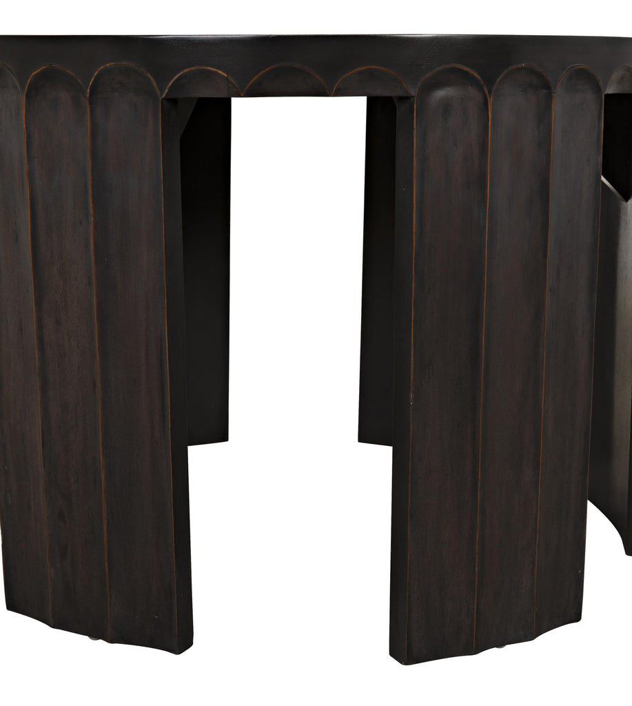 NOIR Fluted Side Table Pale with Light Brown Trim