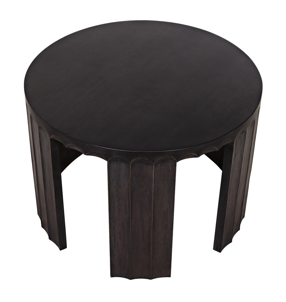 NOIR Fluted Side Table Pale with Light Brown Trim