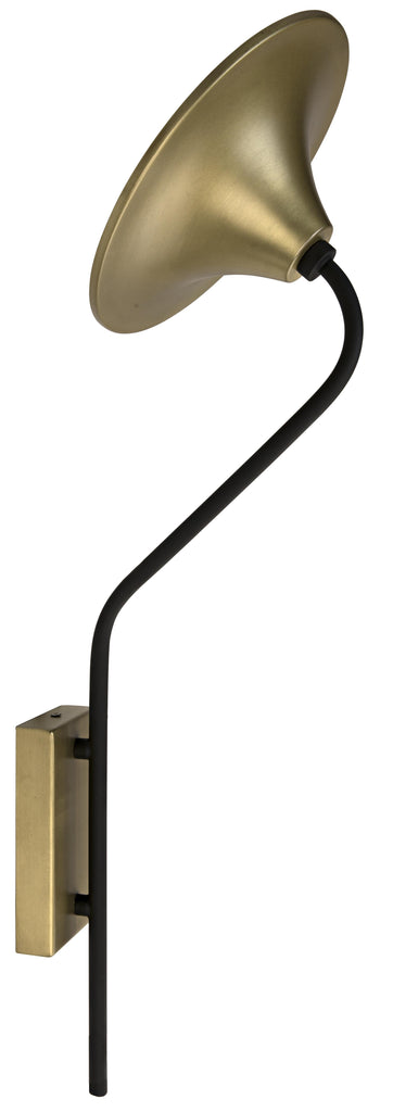 NOIR Messala Sconce Black Steel and Brass Finish