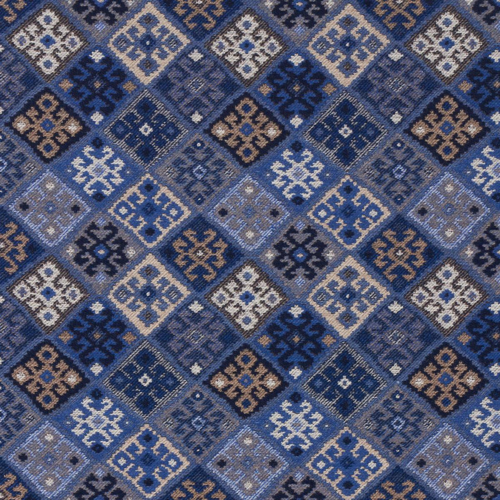 Schumacher Kilim Weave Blue Fabric