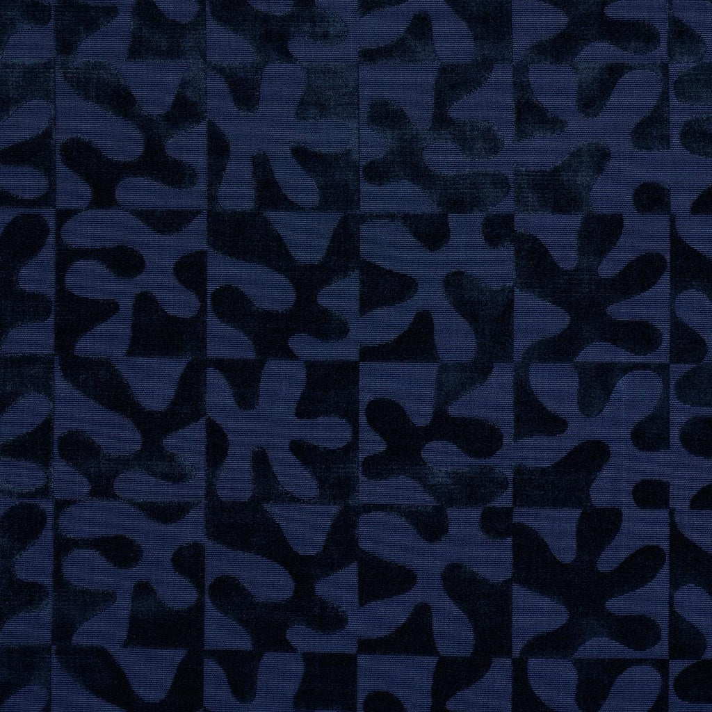 Schumacher Modern Dance Velvet Midnight Blue Fabric