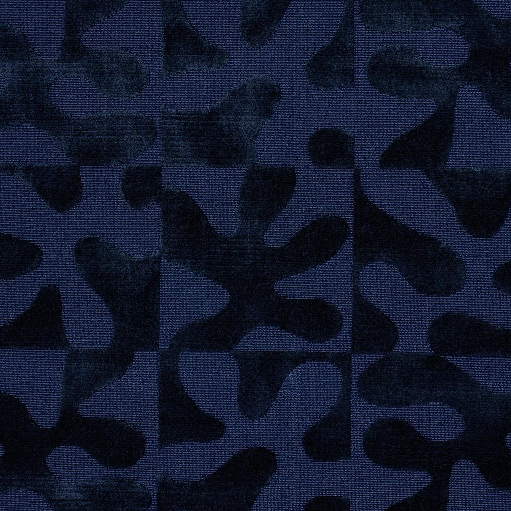 Schumacher Modern Dance Velvet Midnight Blue Fabric