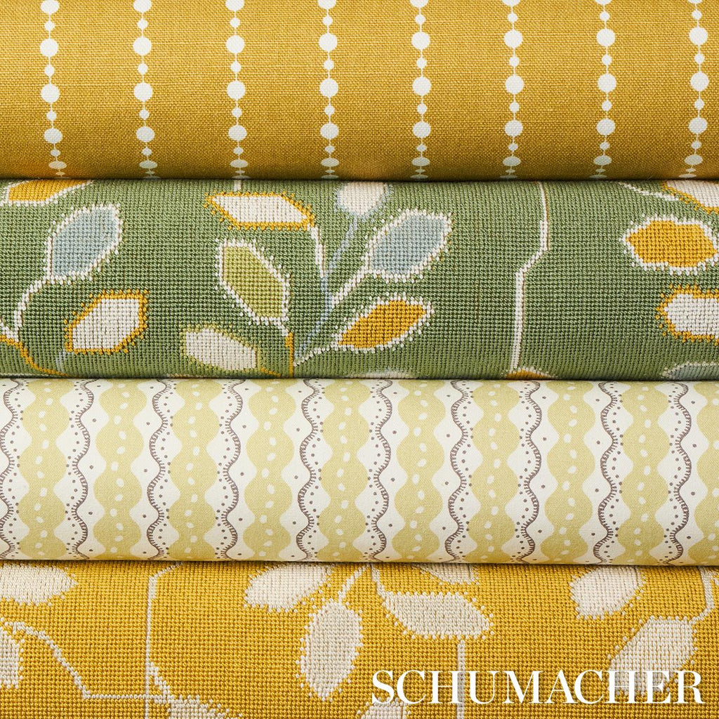 Schumacher Centipede Stripe Pea Fabric