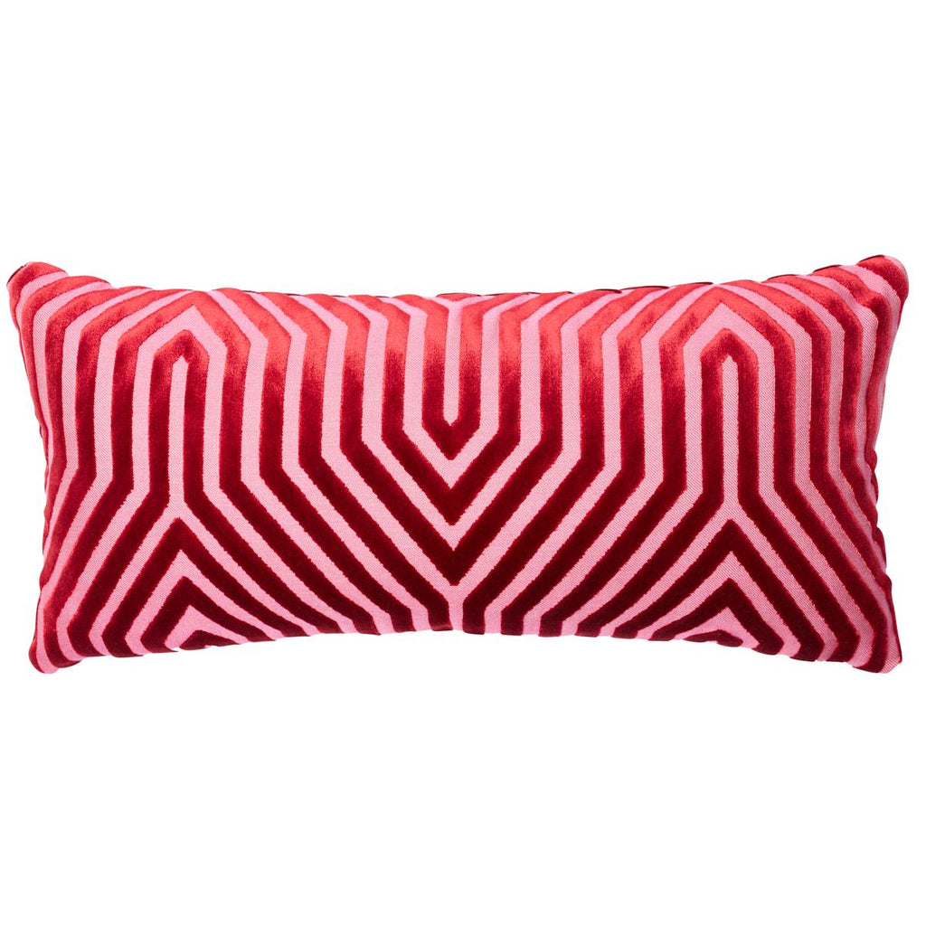 Schumacher Vanderbilt Velvet Fushia 24" x 12" Pillow