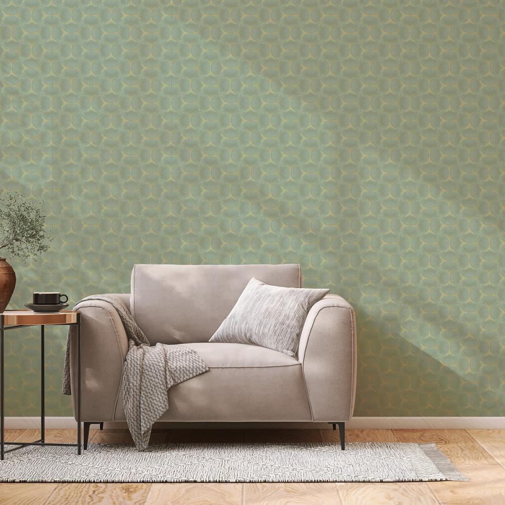 DecoratorsBest Deco Scallop Metallic Green Non-Pasted Wallpaper