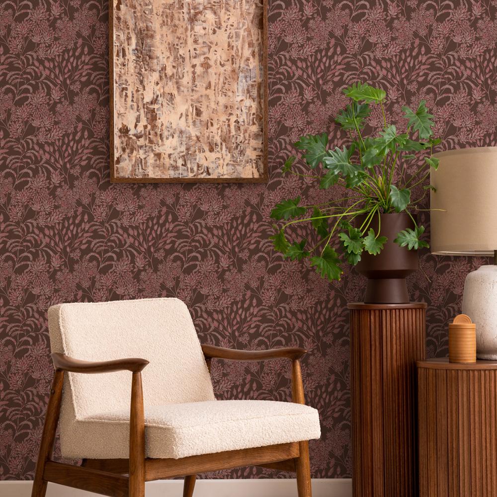 DecoratorsBest Tranquil Leaf Rosewood Non-Pasted Wallpaper