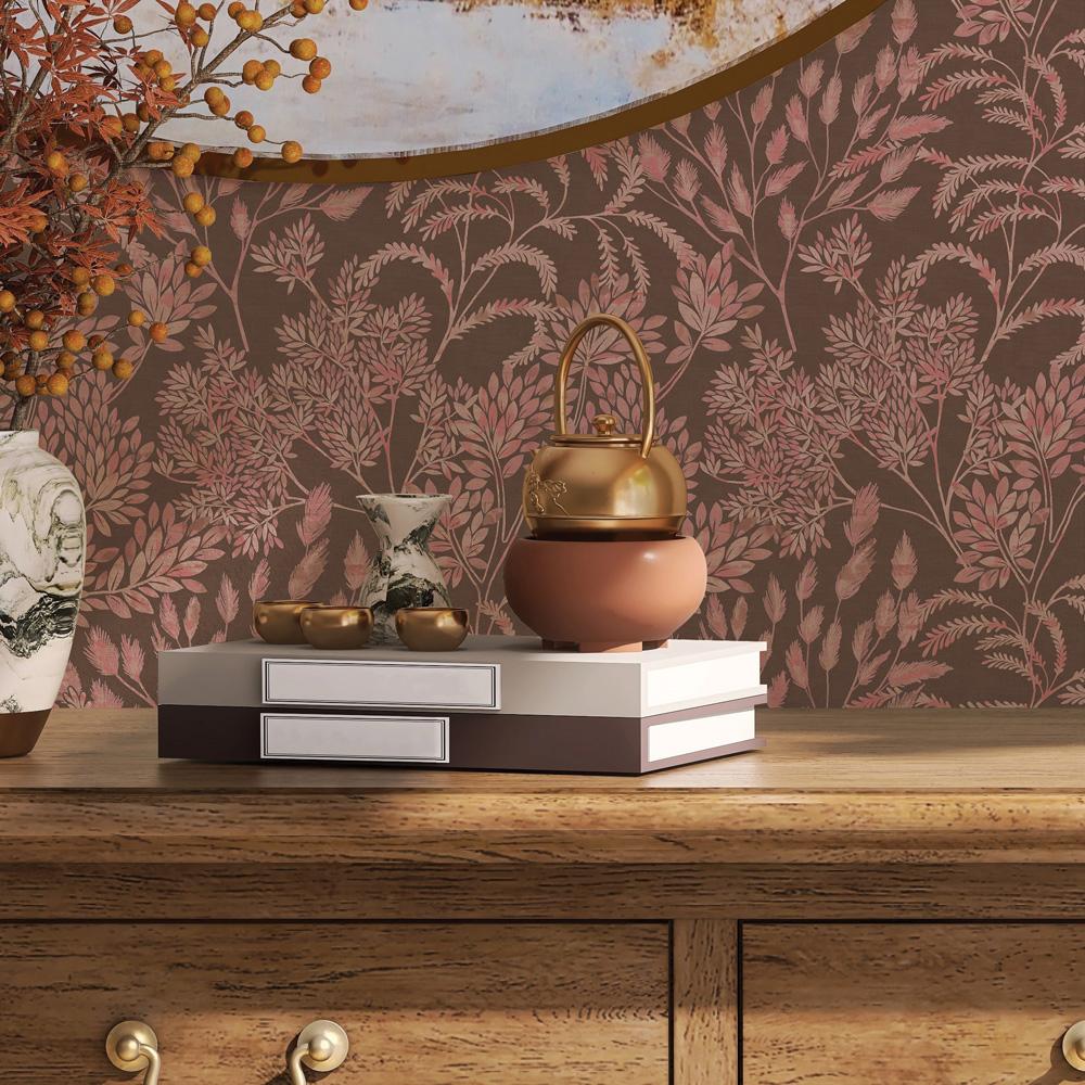 DecoratorsBest Tranquil Leaf Rosewood Non-Pasted Wallpaper