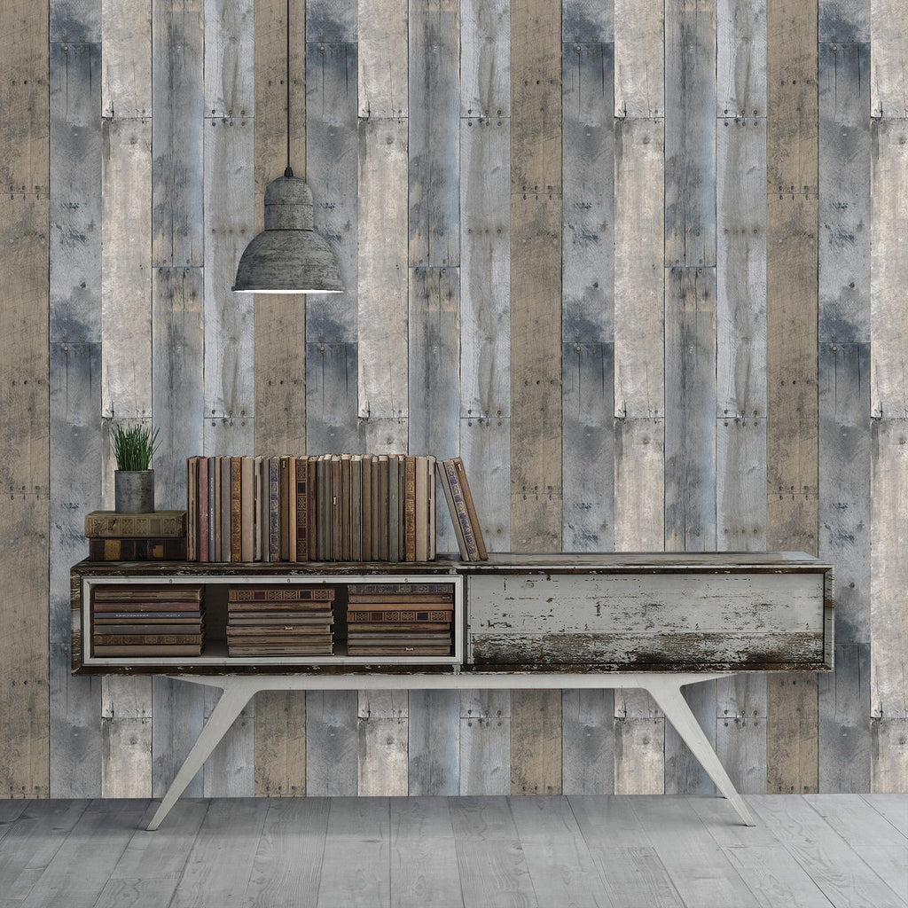 DecoratorsBest Reclaimed Wood Grey Peel and Stick Wallpaper, 28 sq. ft.