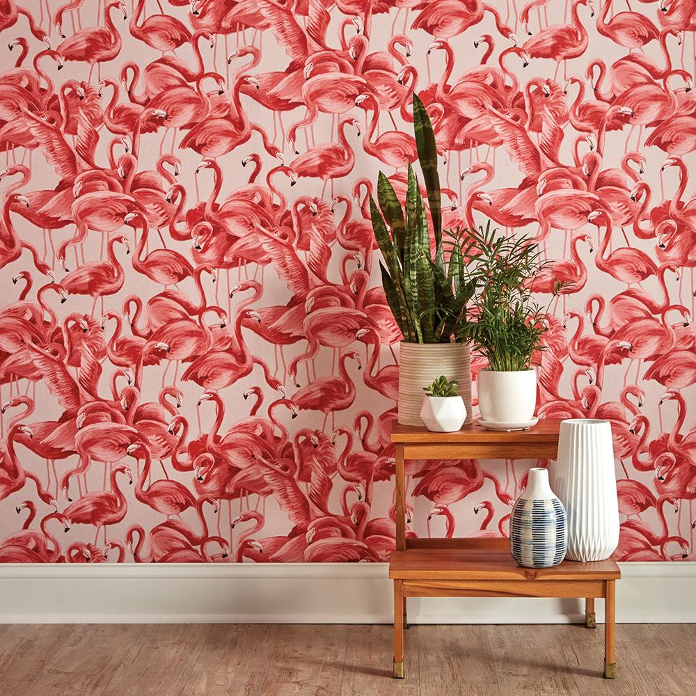 DecoratorsBest Flamingo Fantasy Pink Peel and Stick Wallpaper, 28 sq. ft.