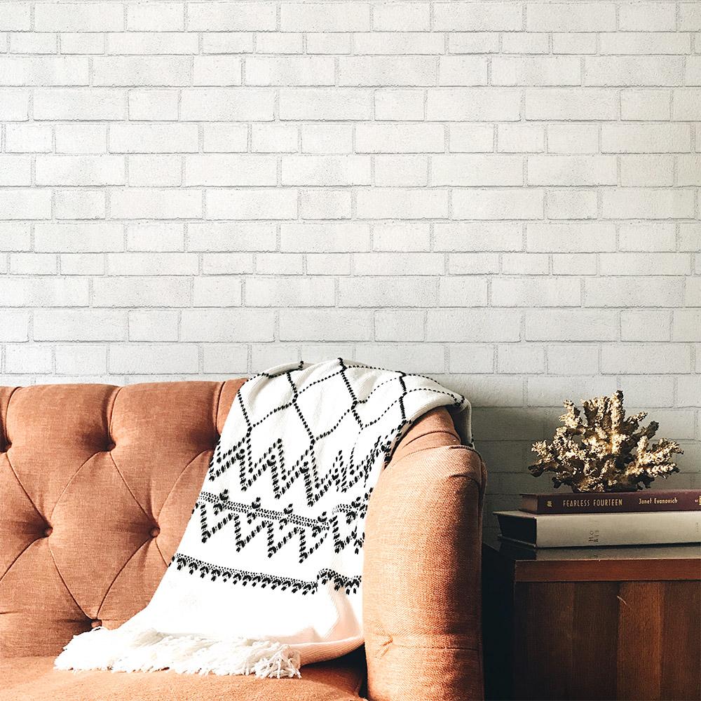 DecoratorsBest Brick Wall Classic White Peel and Stick Wallpaper, 28 sq. ft.