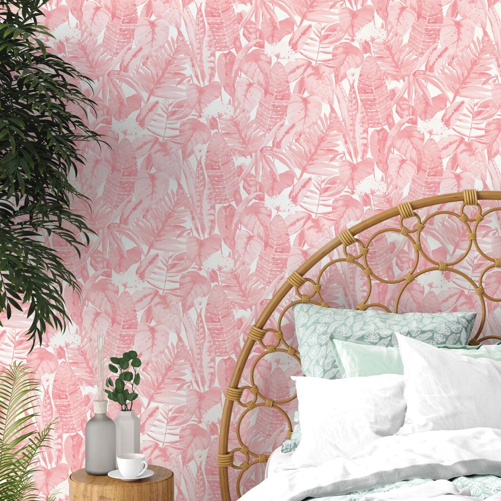 DecoratorsBest Paradise Palm Tropical Pink Peel and Stick Wallpaper, 28 sq. ft.