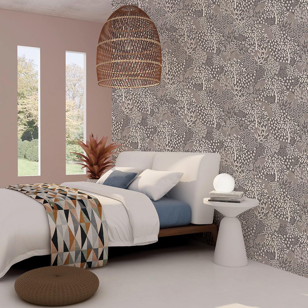 DecoratorsBest Folklore Dark Grey Peel and Stick Wallpaper, 28 sq. ft.