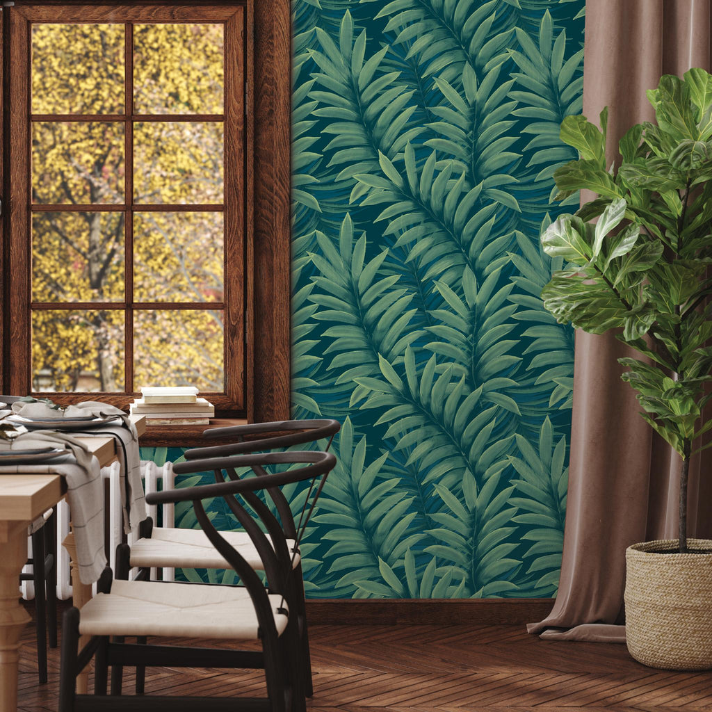 DecoratorsBest Midnight Palms Green Peel and Stick Wallpaper, 28 sq. ft.