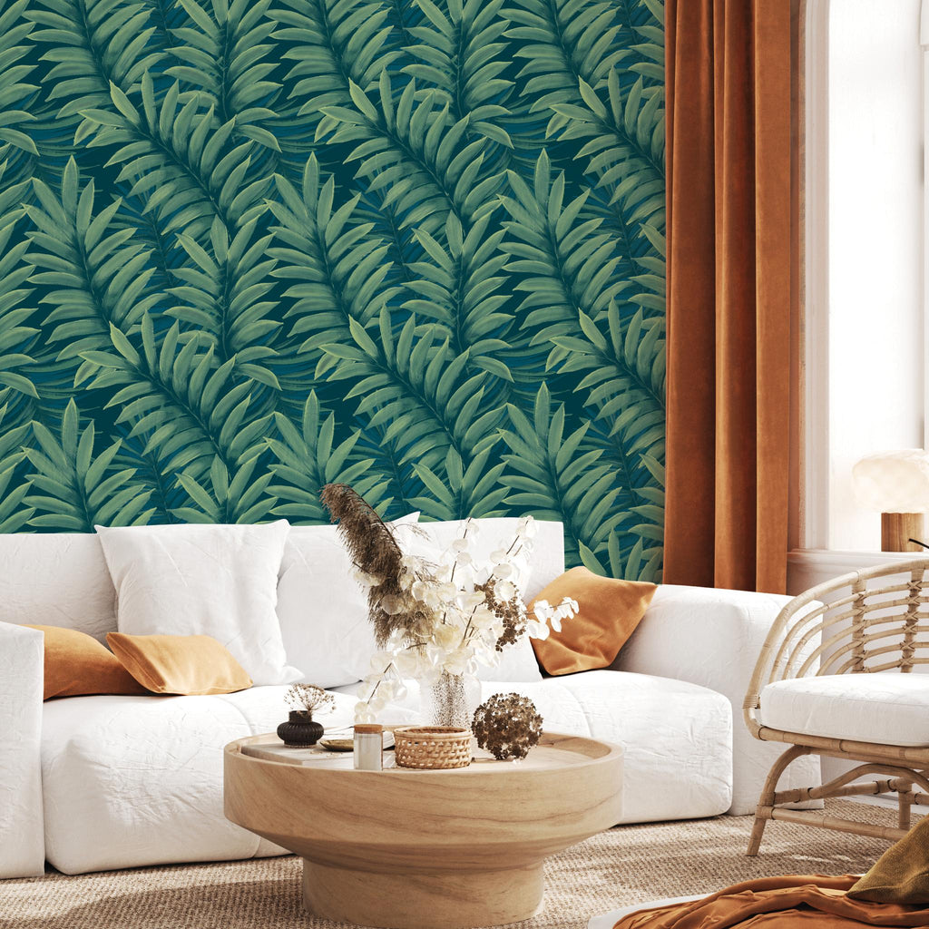 DecoratorsBest Midnight Palms Green Peel and Stick Wallpaper, 28 sq. ft.