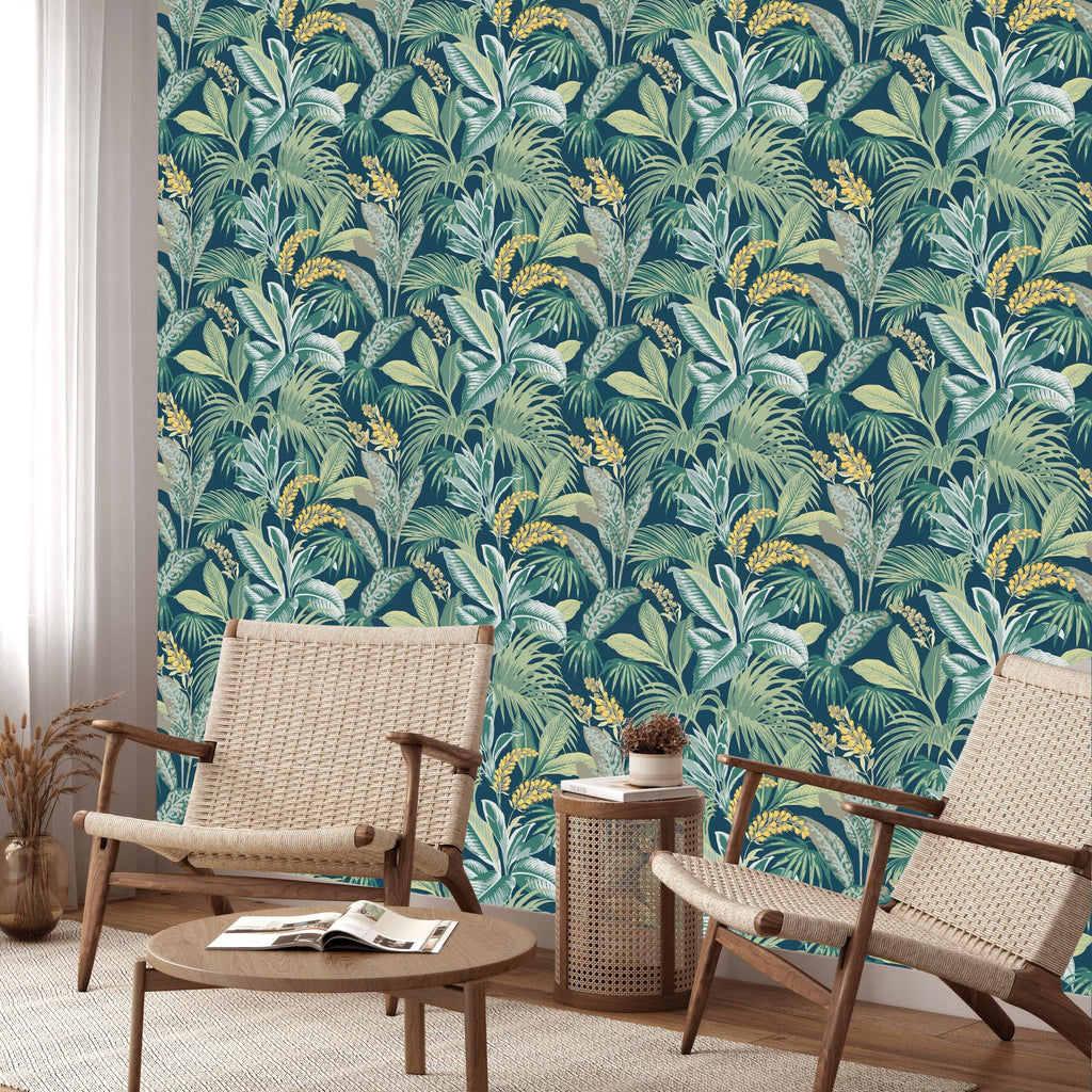 DecoratorsBest Sunset Palms Navy Peel and Stick Wallpaper, 28 sq. ft.