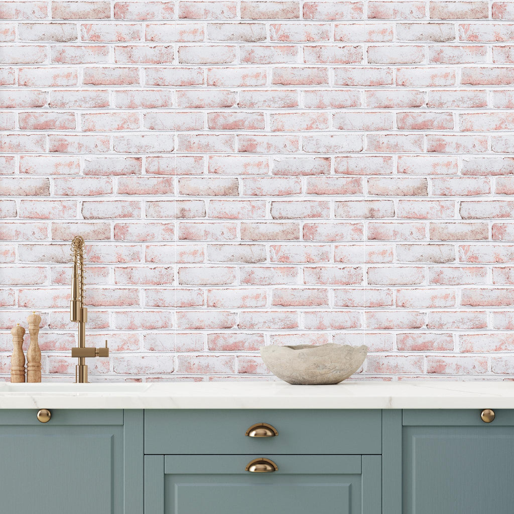 DecoratorsBest Distressed Brick Whitewash Peel and Stick Wallpaper, 28 sq. ft.