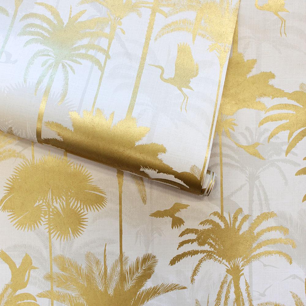 DecoratorsBest Golden Palms Metallic Gold Peel and Stick Wallpaper, 28 sq. ft.