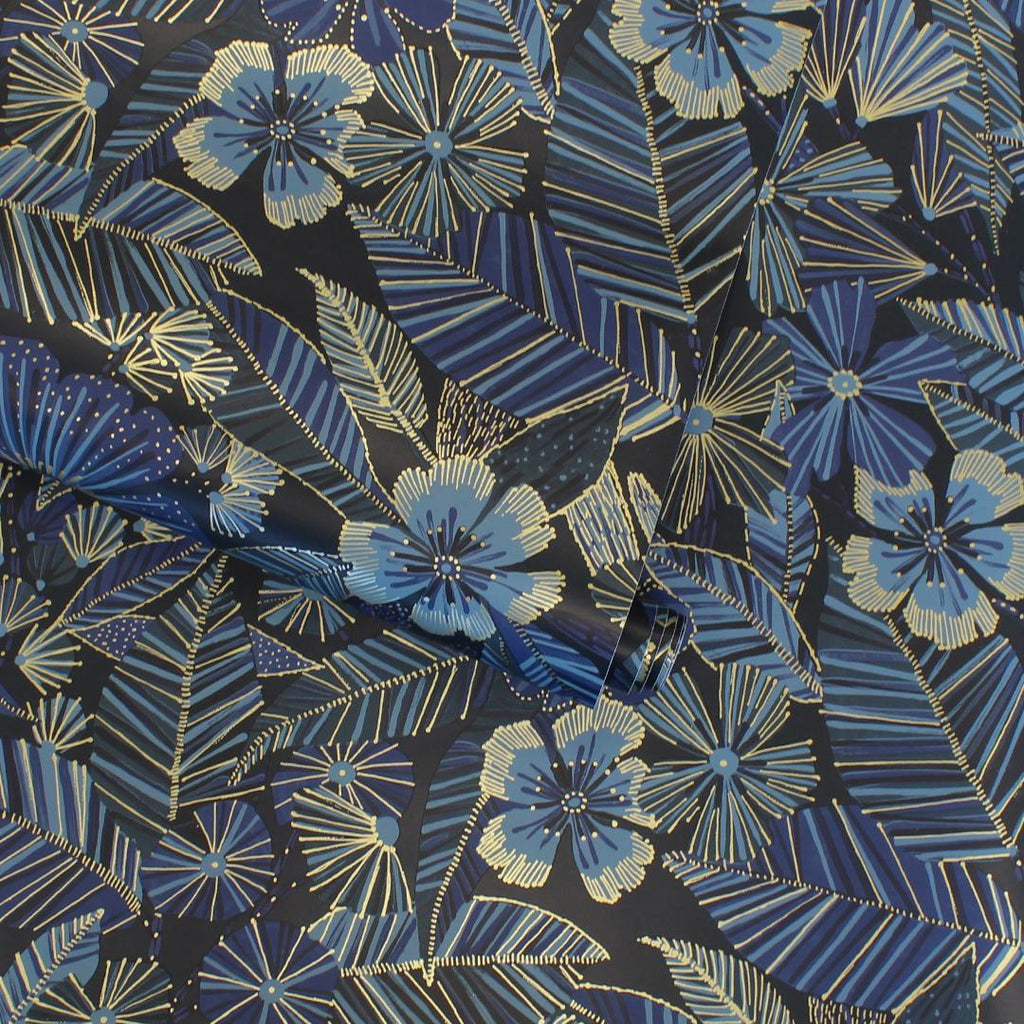 DecoratorsBest Metallic Garden Blue Peel and Stick Wallpaper, 28 sq. ft.