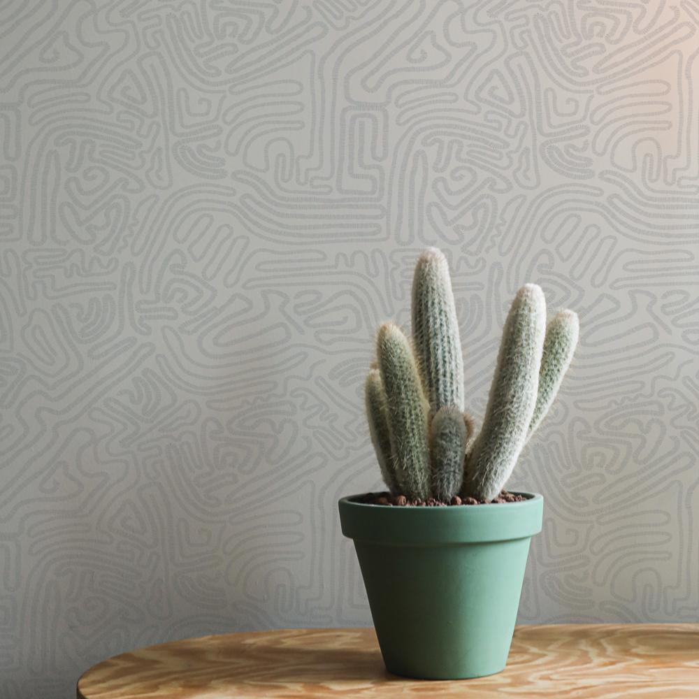 DecoratorsBest Abstract Doodle Grey Peel and Stick Wallpaper, 28 sq. ft.