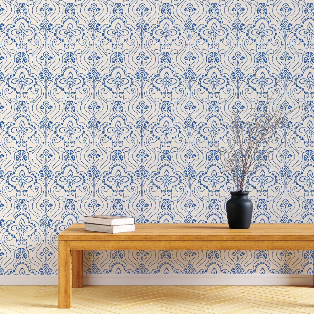 DecoratorsBest Bali Wave Blue Peel and Stick Wallpaper, 28 sq. ft.