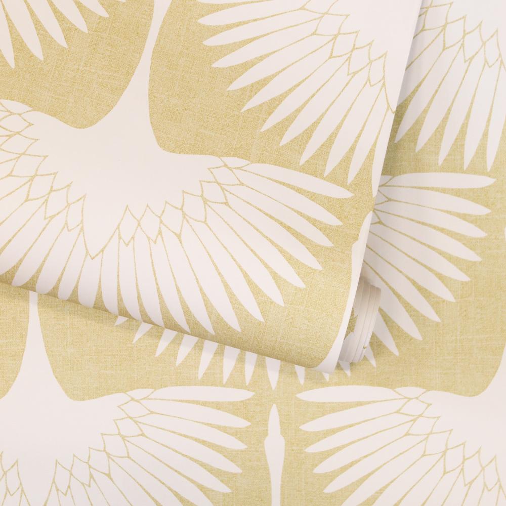 DecoratorsBest Cranes by Genevieve Gorder Golden Yellow Peel and Stick Wallpaper, 28 sq. ft.