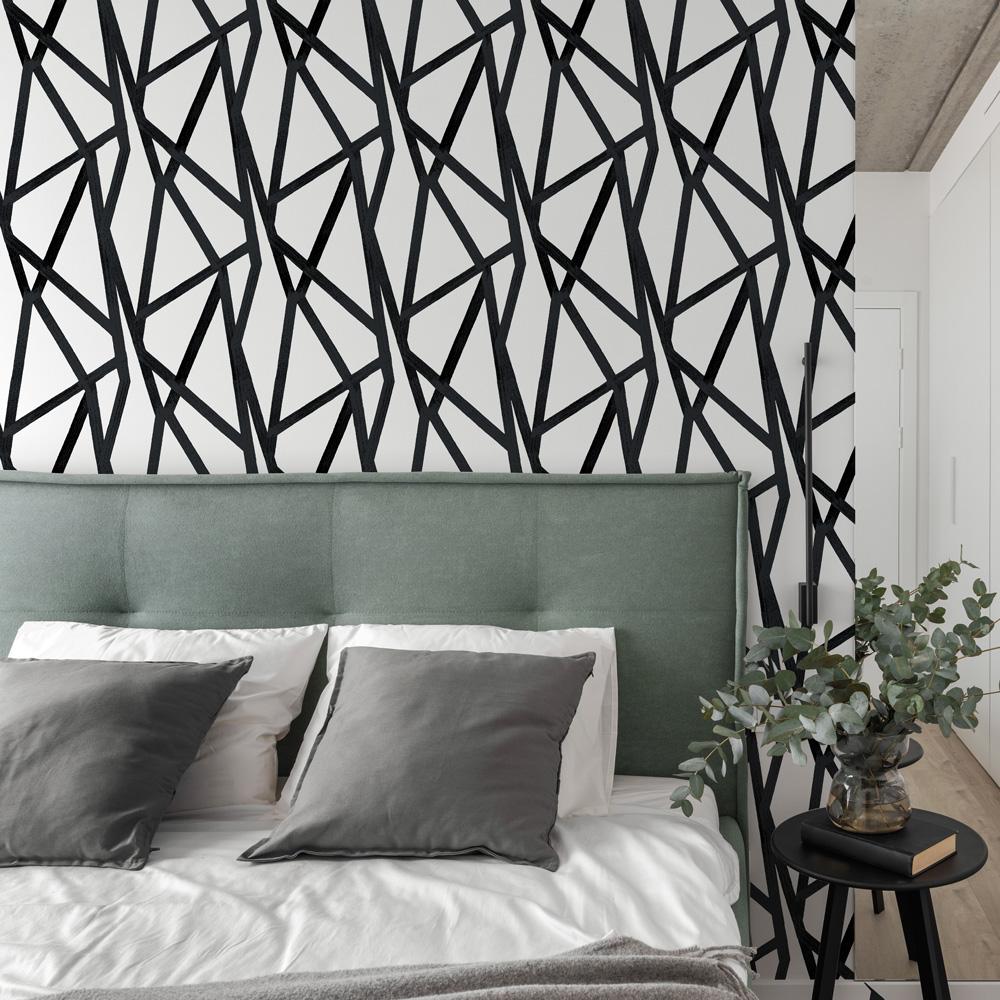 DecoratorsBest Lines by Genevieve Gorder Black and White Peel and Stick Wallpaper, 28 sq. ft.