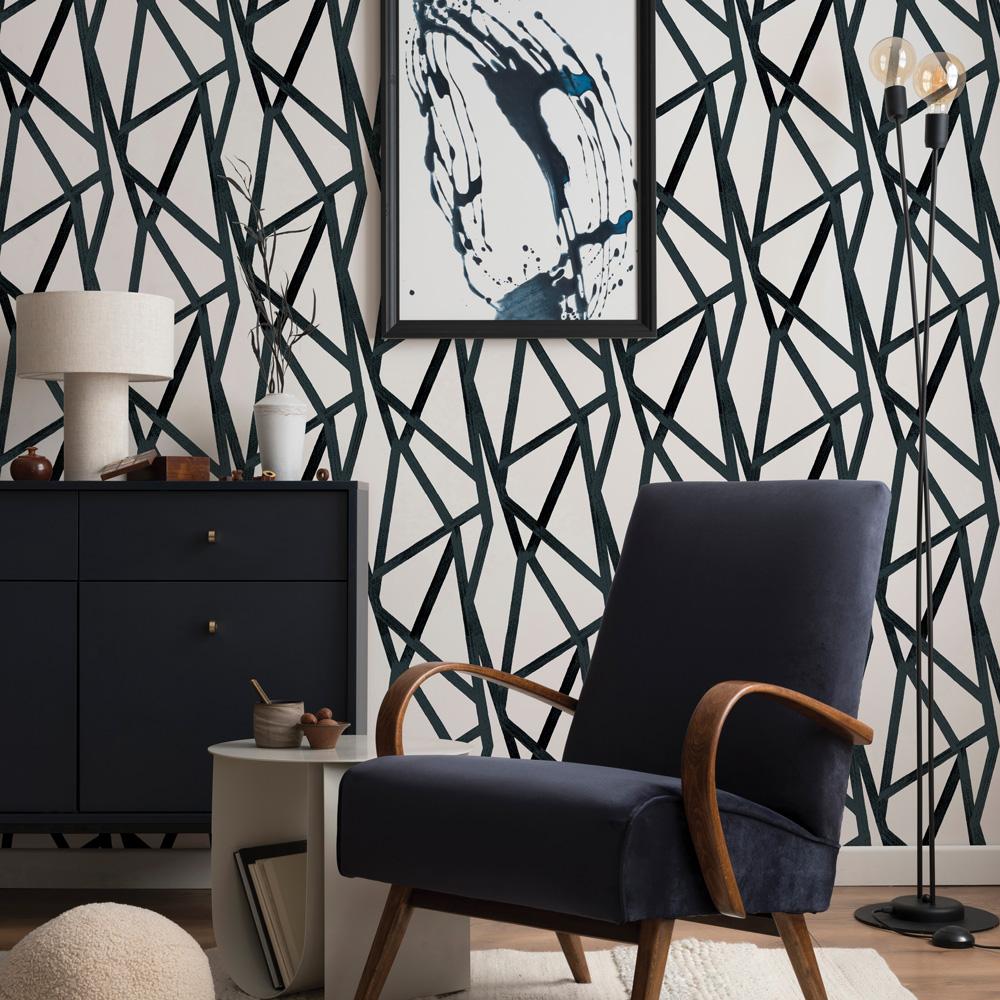 DecoratorsBest Lines by Genevieve Gorder Black and White Peel and Stick Wallpaper, 28 sq. ft.