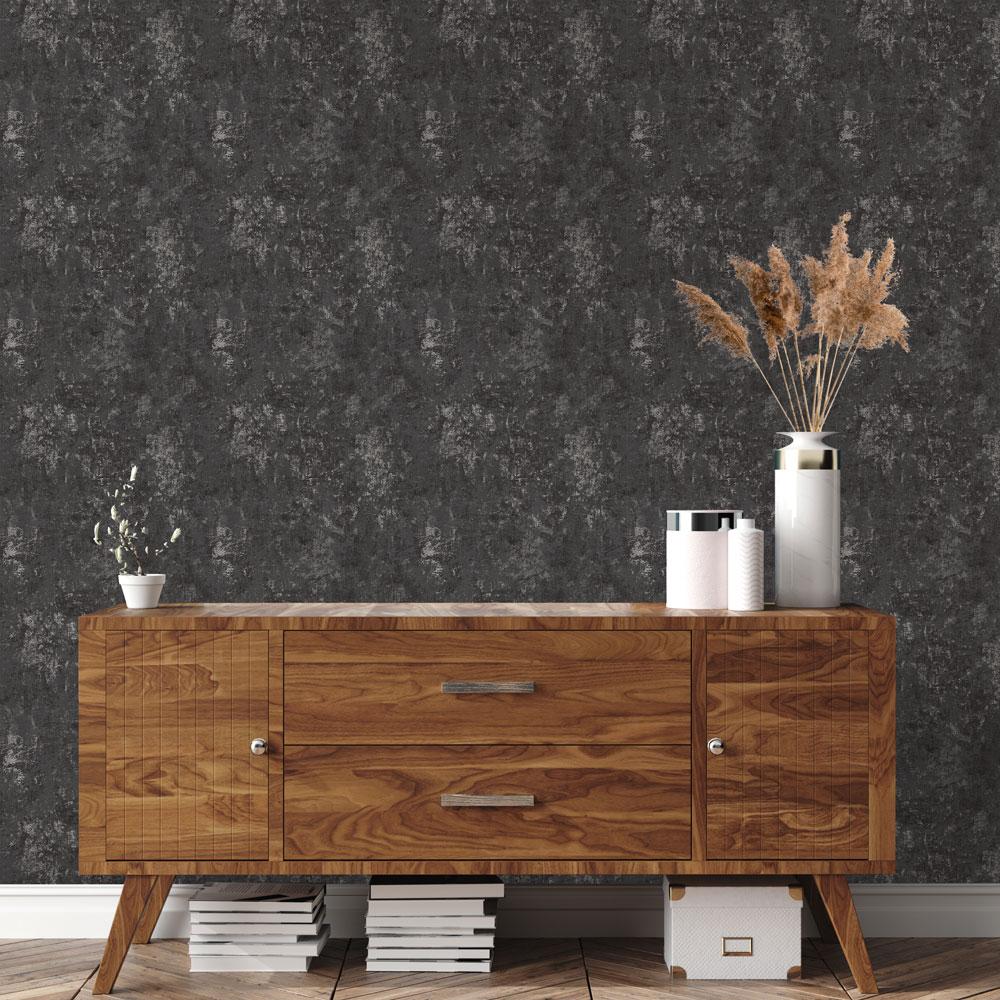 DecoratorsBest Gold Leaf Dark Grey Peel and Stick Wallpaper, 56 sq. ft.