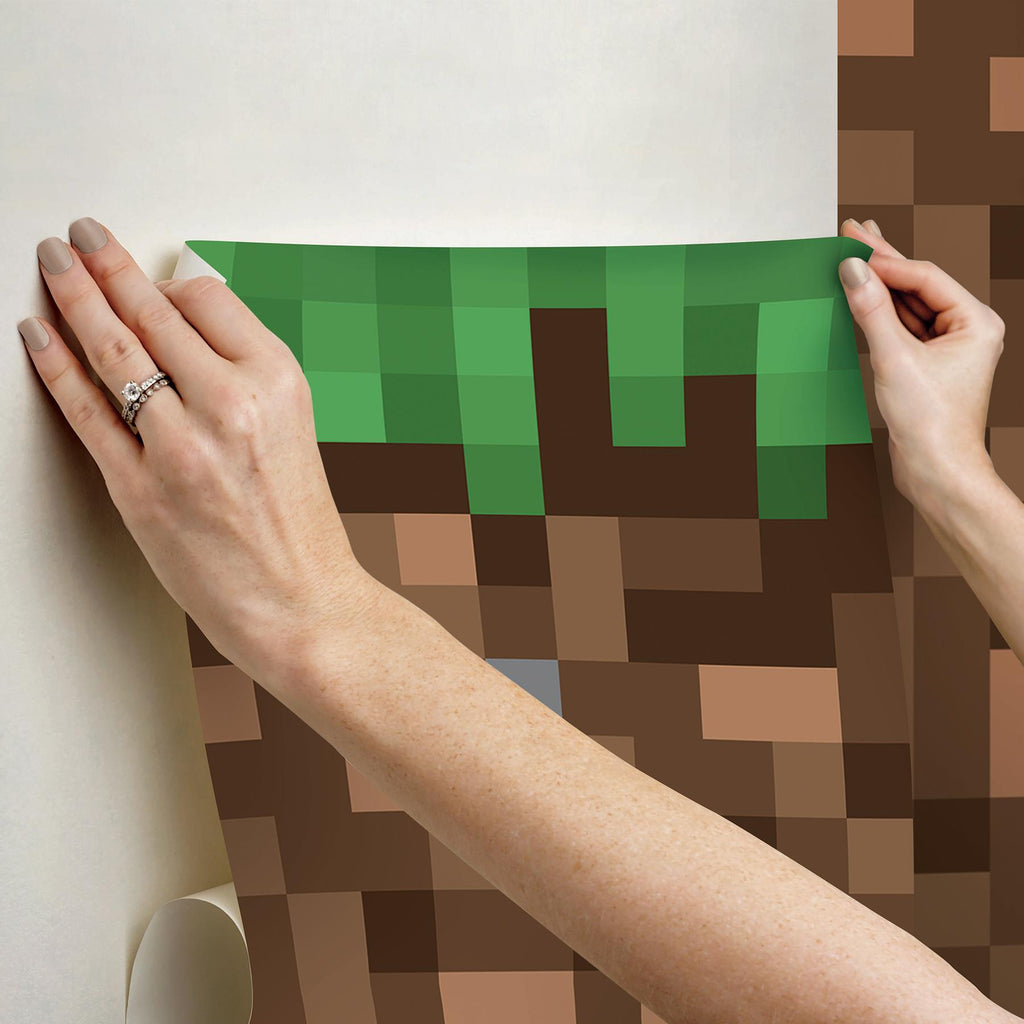 RoomMates Minecraft Blocks Peel And Stickmural Green Wallpaper