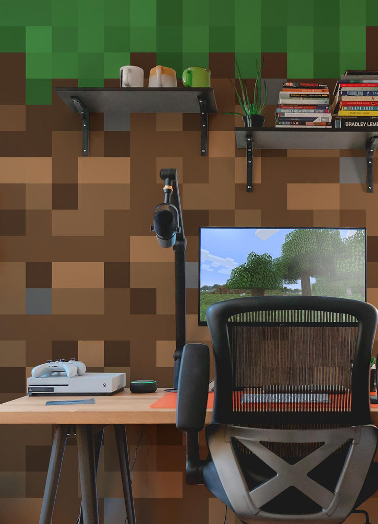 RoomMates Minecraft Blocks Peel And Stickmural Green Wallpaper