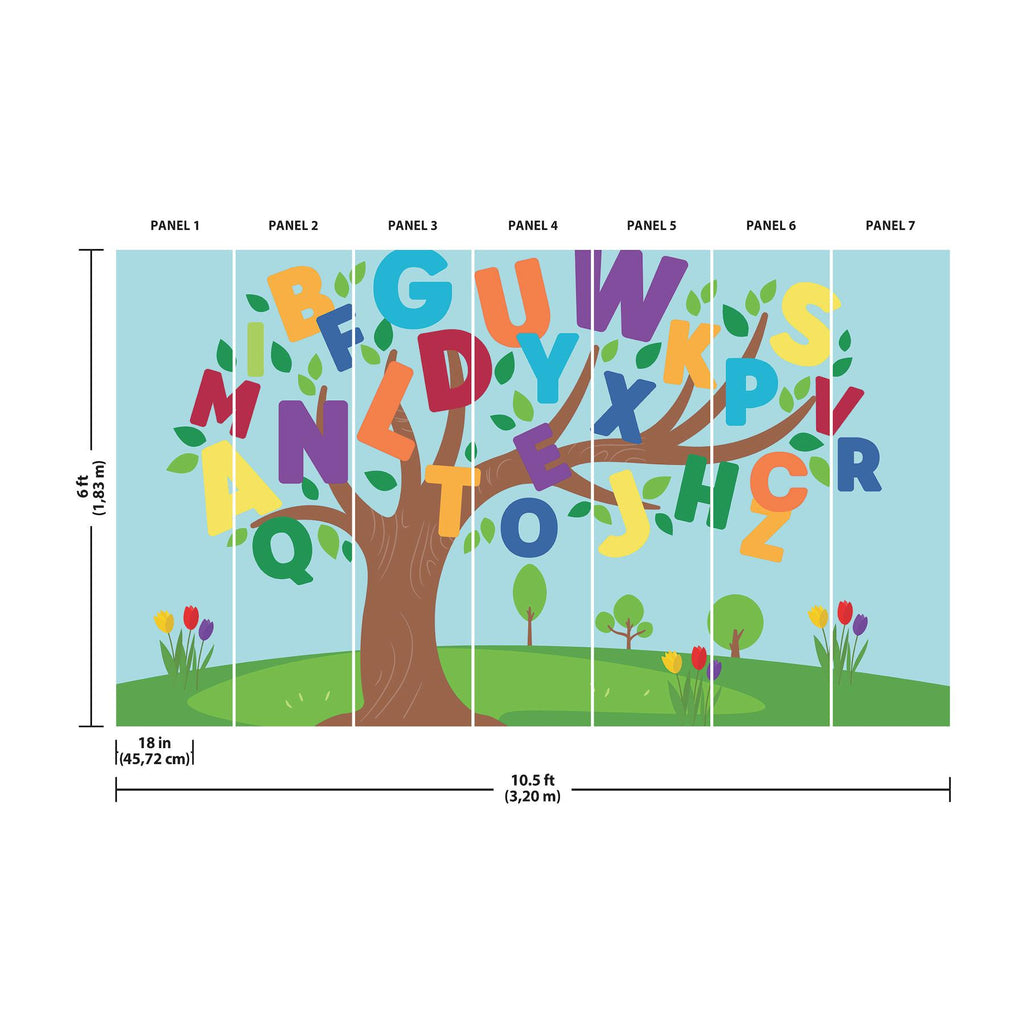 RoomMates Alphabet Tree Peel & Stick Mural Multicolor Wallpaper