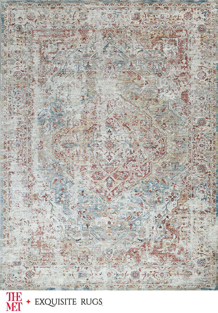 Exquisite Rugs The Met X Exquisite Rugs Antique Loom 5572 Rust/Light Blue 10' x 14' Area Rug