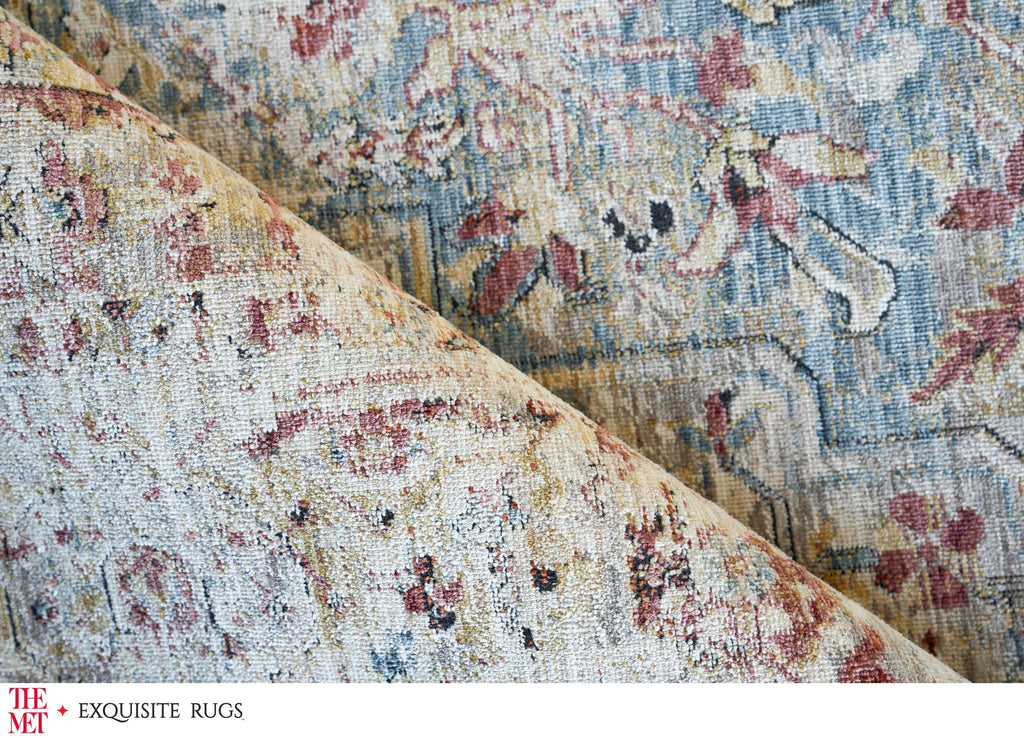 Exquisite The Met X Exquisite Rugs Antique Loom Rust/Light Blue Area Rug 0.02'X10.0' Rug