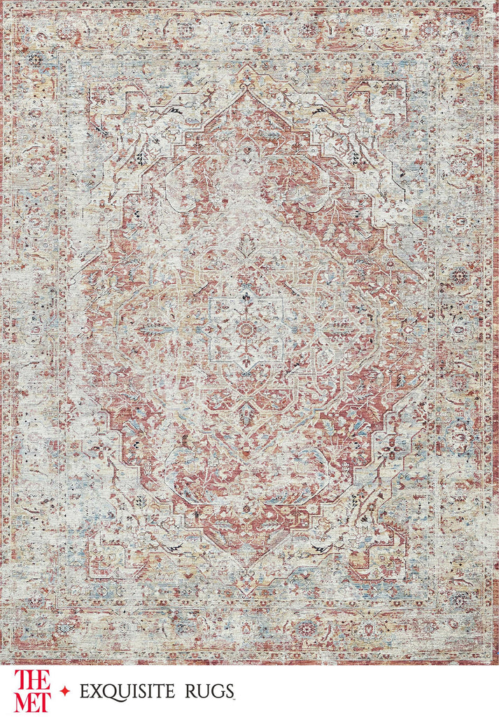 Exquisite The Met X Exquisite Rugs Antique Loom Beige/Rust Area Rug 0.02'X10.0' Rug