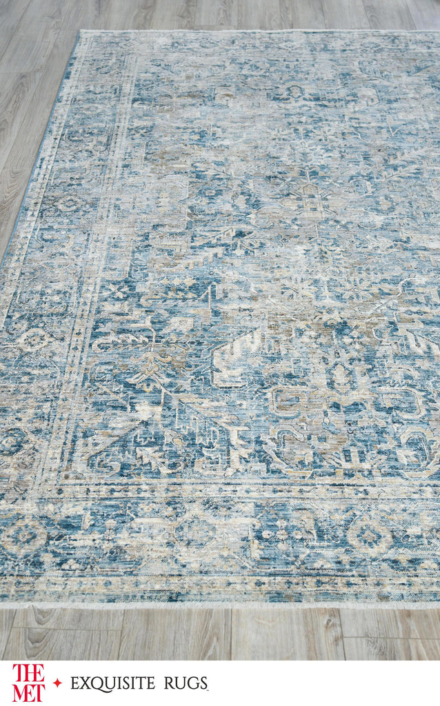 Exquisite The Met X Exquisite Rugs Antique Loom Blue Area Rug 0.02'X10.0' Rug