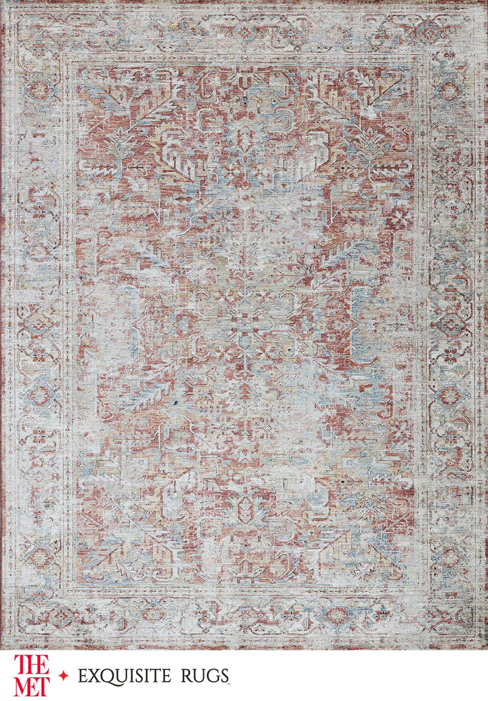 Exquisite The Met X Exquisite Rugs Antique Loom Rust/Beige Area Rug 0.02'X10.0' Rug