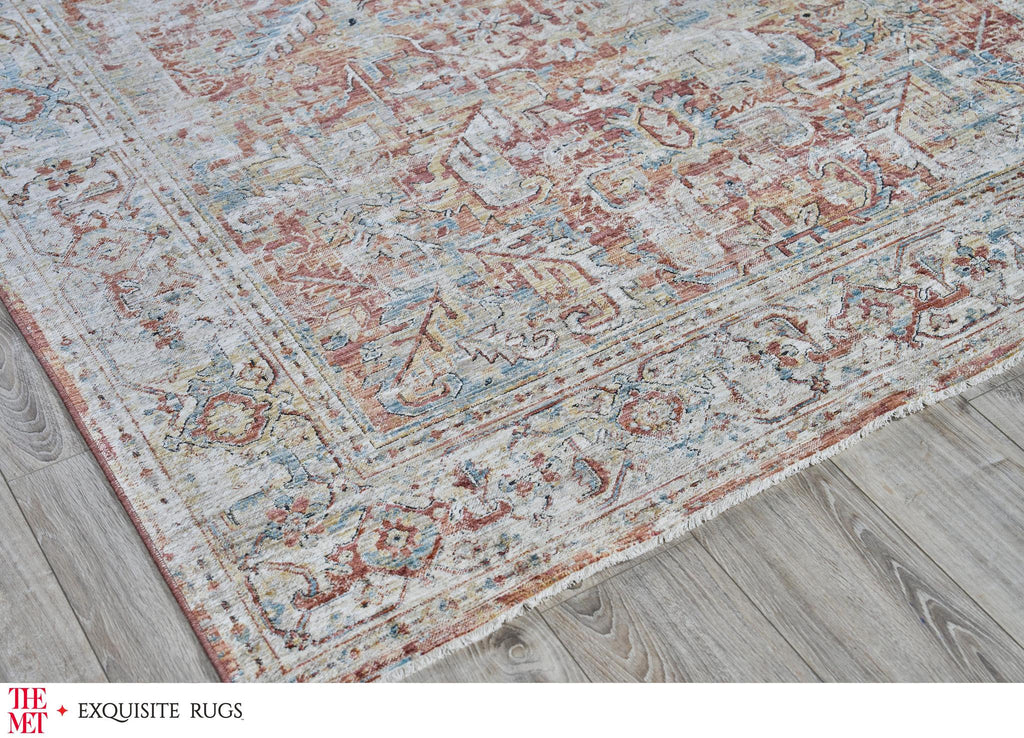 Exquisite The Met X Exquisite Rugs Antique Loom Rust/Beige Area Rug 0.02'X10.0' Rug