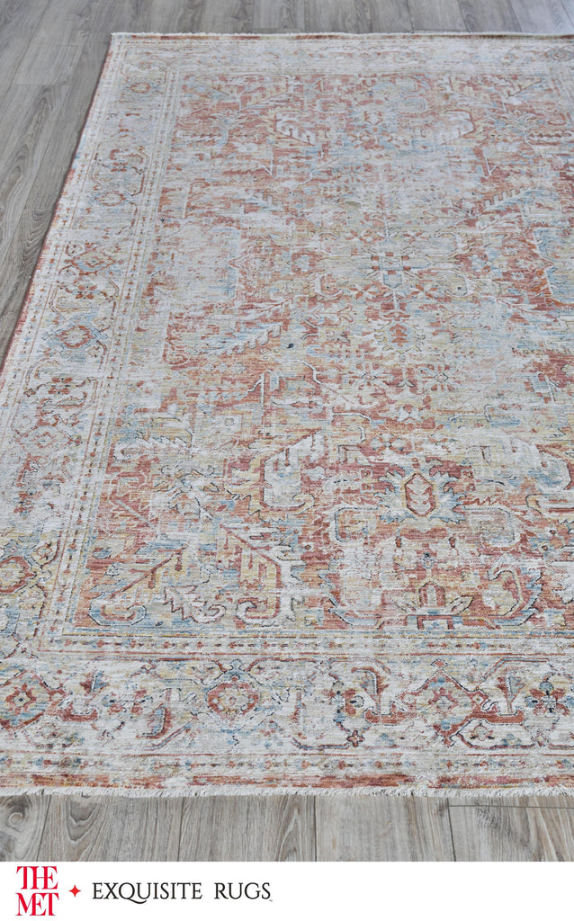 Exquisite The Met X Exquisite Rugs Antique Loom Rust/Beige Area Rug 0.02'X10.0' Rug